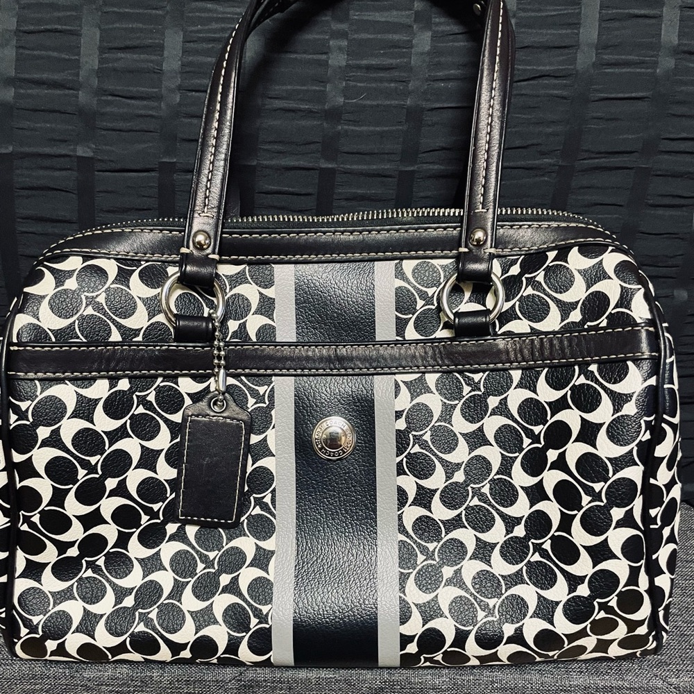 Coach Black and White Signature Bag
